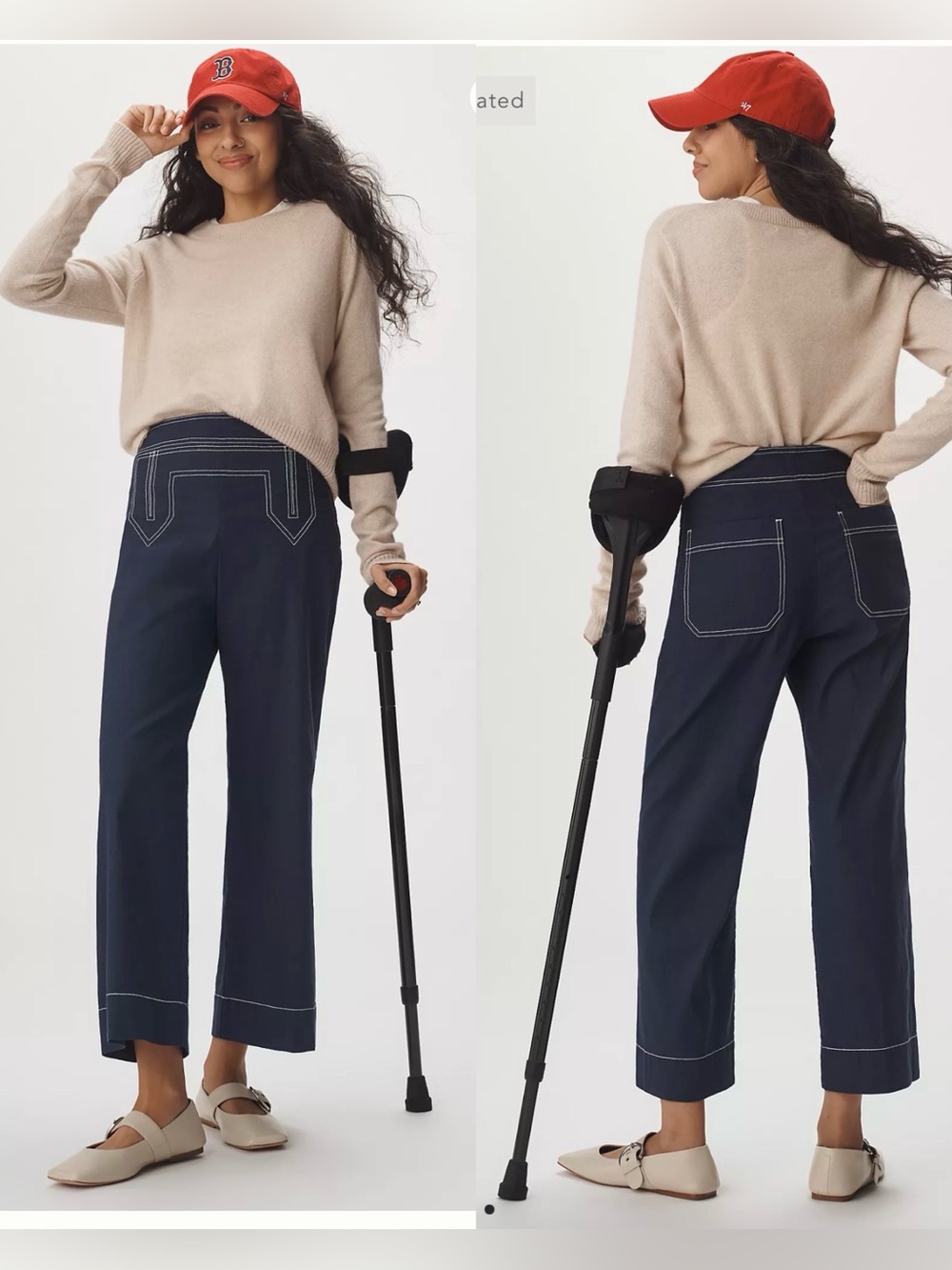 Anthropologie Maeve The Colette Sailor Crop Wide Leg Linen blend  , size 31